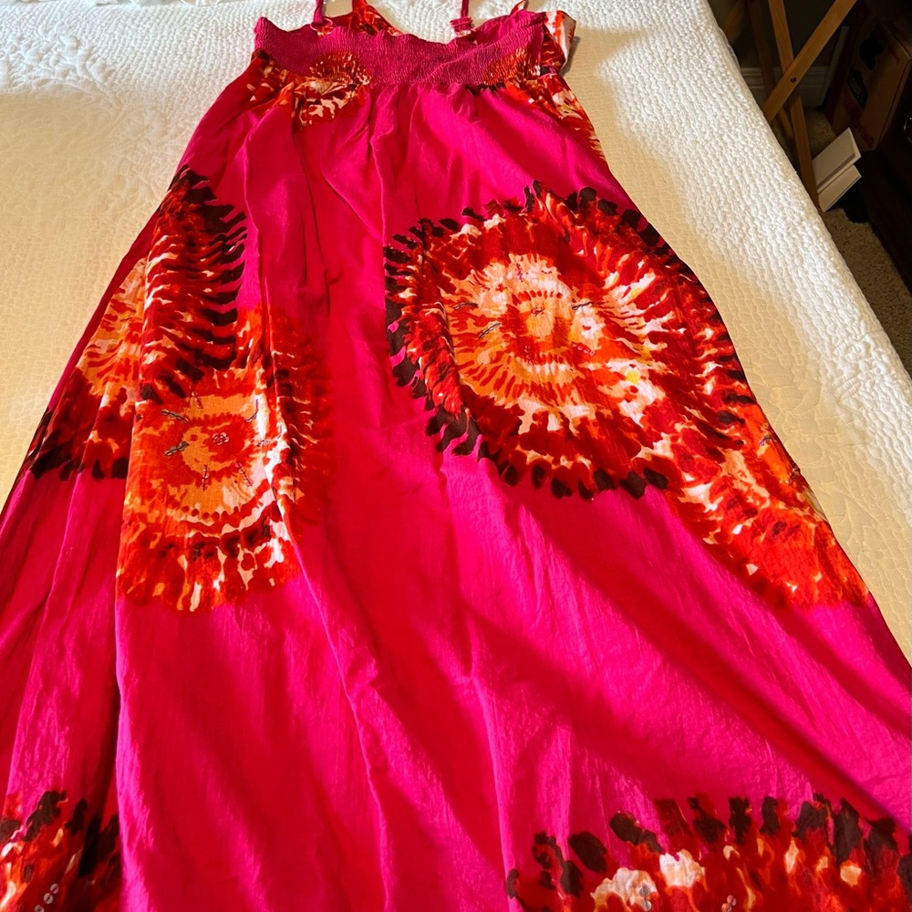 Vibrant Pink and Orange Maxi Dress